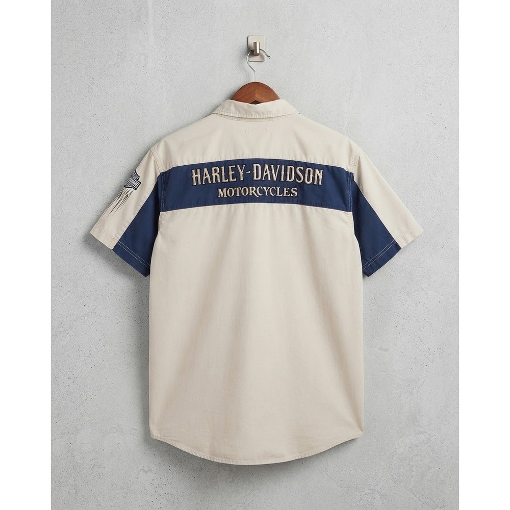 Harley-Davidson Embroidered Button Up Garage Shirt Large Tall Grunge HD Biker